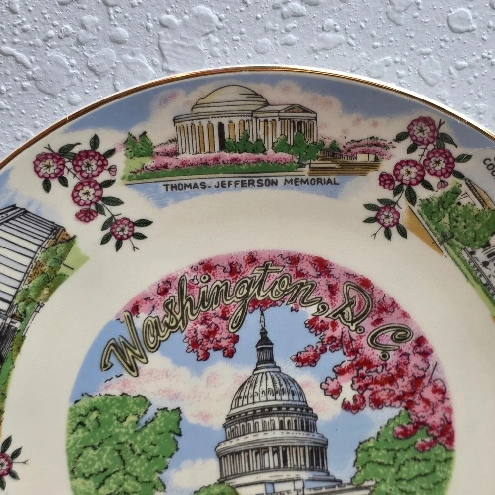 Vintage Washington DC Plate US Capitol Lincoln‎ Memorial White House Souvenir